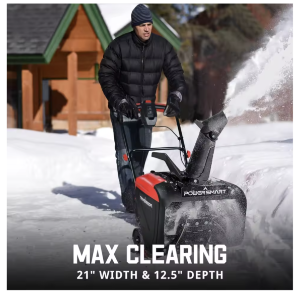 Heavy Duty Corded Snow Blower 21" with LED Light - 2100 RPM, 30ft Throw for Home & Driveway Use