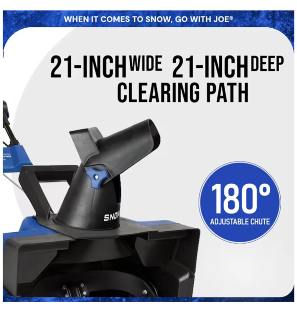 Corded Electric Snow Blower w/ LED Light Chute Cover 21-Inch Clearing Path 15-Amp Motor - Heavy-Duty Blowing Machine for Ice Re