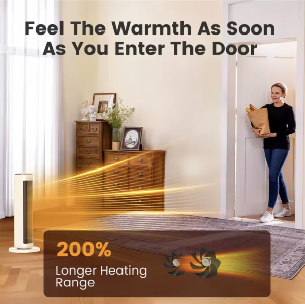 25" Space Heater for Indoor Use Large Room, Ceramic Tower Electric Heater with Thermostat