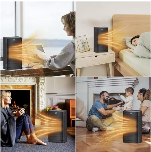 Indoor space heater,0-12 hour timed mode, ceramic fast and safe heating, equipped with ECO thermostat and 70 °swing, memory mode